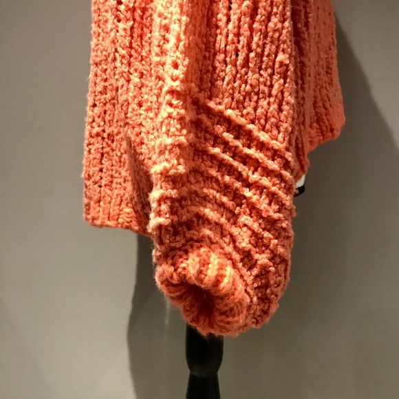 Free People Orange Chamomile Wool Blend Open Front Chunky Cardigan Sweater SZ XS - Picture 7 of 10
